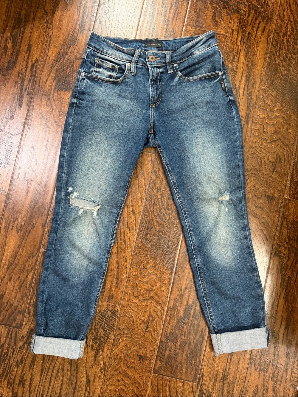 Silver Jeans Distressed Vintage Blue Boyfriend Jeans Size W26/L29